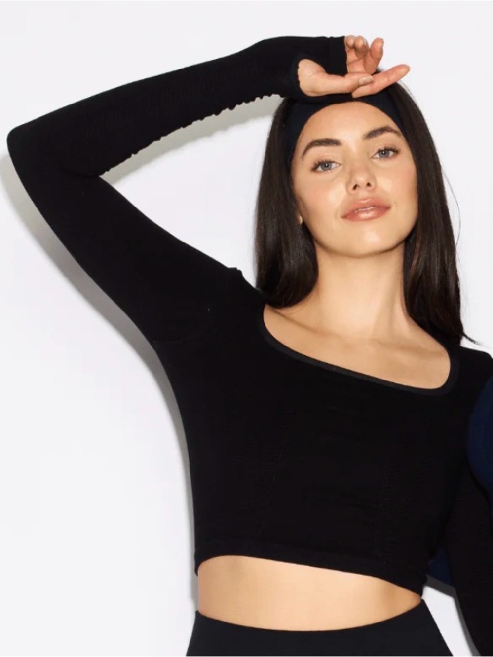 Cean Black Lymphatic Long Sleeve Crop Top W/Thumbholes, Size C4/XL/2XL